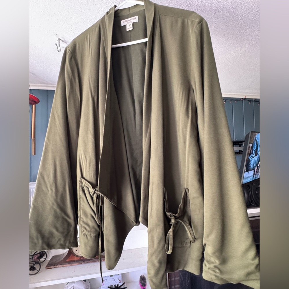 Coldwater Creek Olive Trench Coat with pockets